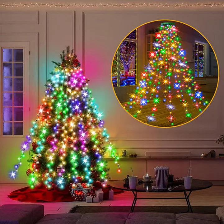 Festlicher Weihnachtsbaum Wasserfall Lichter - Zaubern Sie eine magische Winteratmosphäre