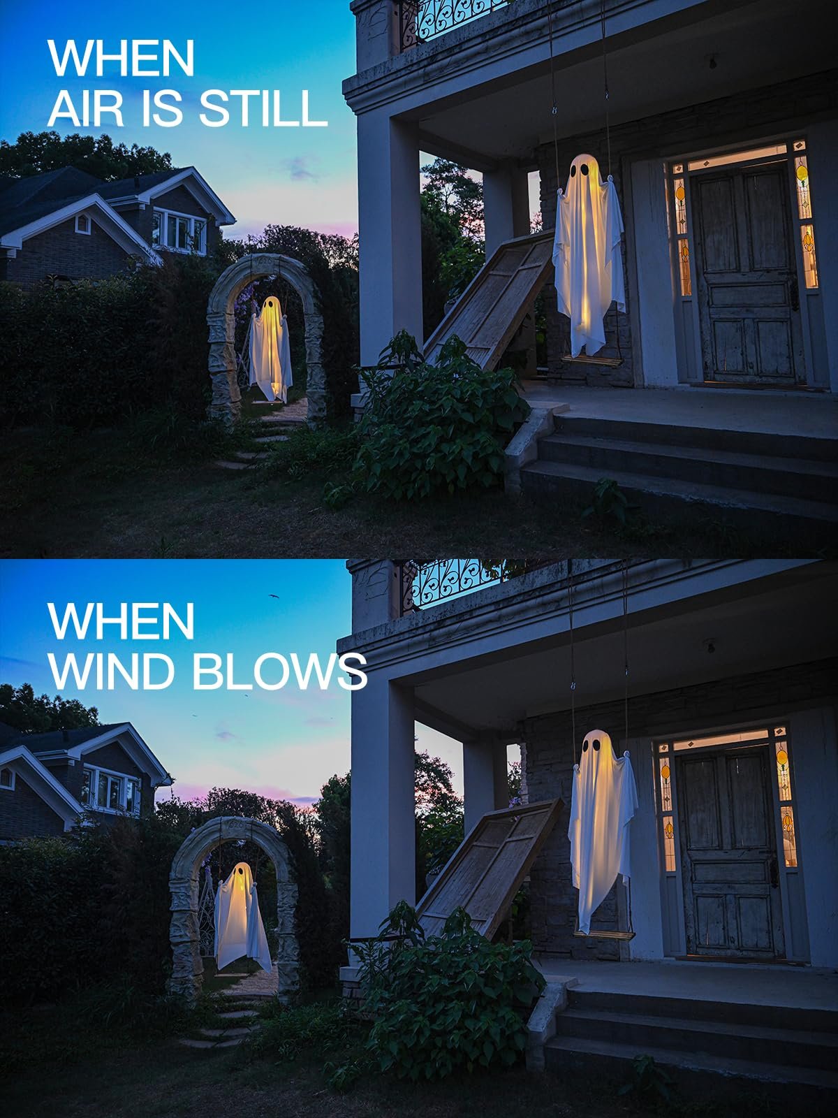 Hängende Schaukel Geist Halloween Dekoration mit String Lichter