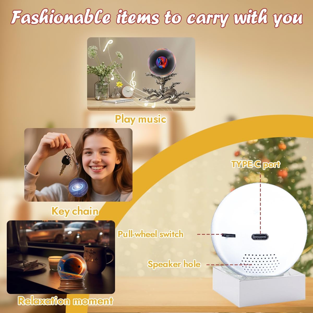 Memory Sphere Lampe – Persönliche Video-Kristallkugel mit Ultraschall-Babyherzschlag, Familienmomente & USB-wiederaufladbar, edles weißes LED-Erinnerungsgeschenk