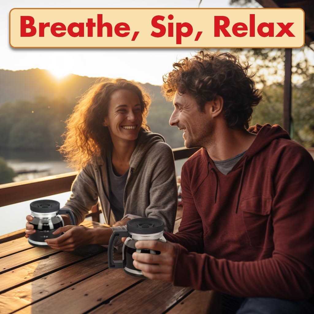 Caedrea Diner-Stil 20 oz Borosilikatglas Kaffeekanne mit Spill-Proof Silikondeckel – Perfektes Retro-Gag-Geschenk für Kaffee-Enthusiasten