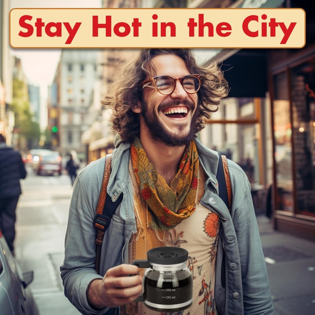 Caedrea Diner-Stil 20 oz Borosilikatglas Kaffeekanne mit Spill-Proof Silikondeckel – Perfektes Retro-Gag-Geschenk für Kaffee-Enthusiasten