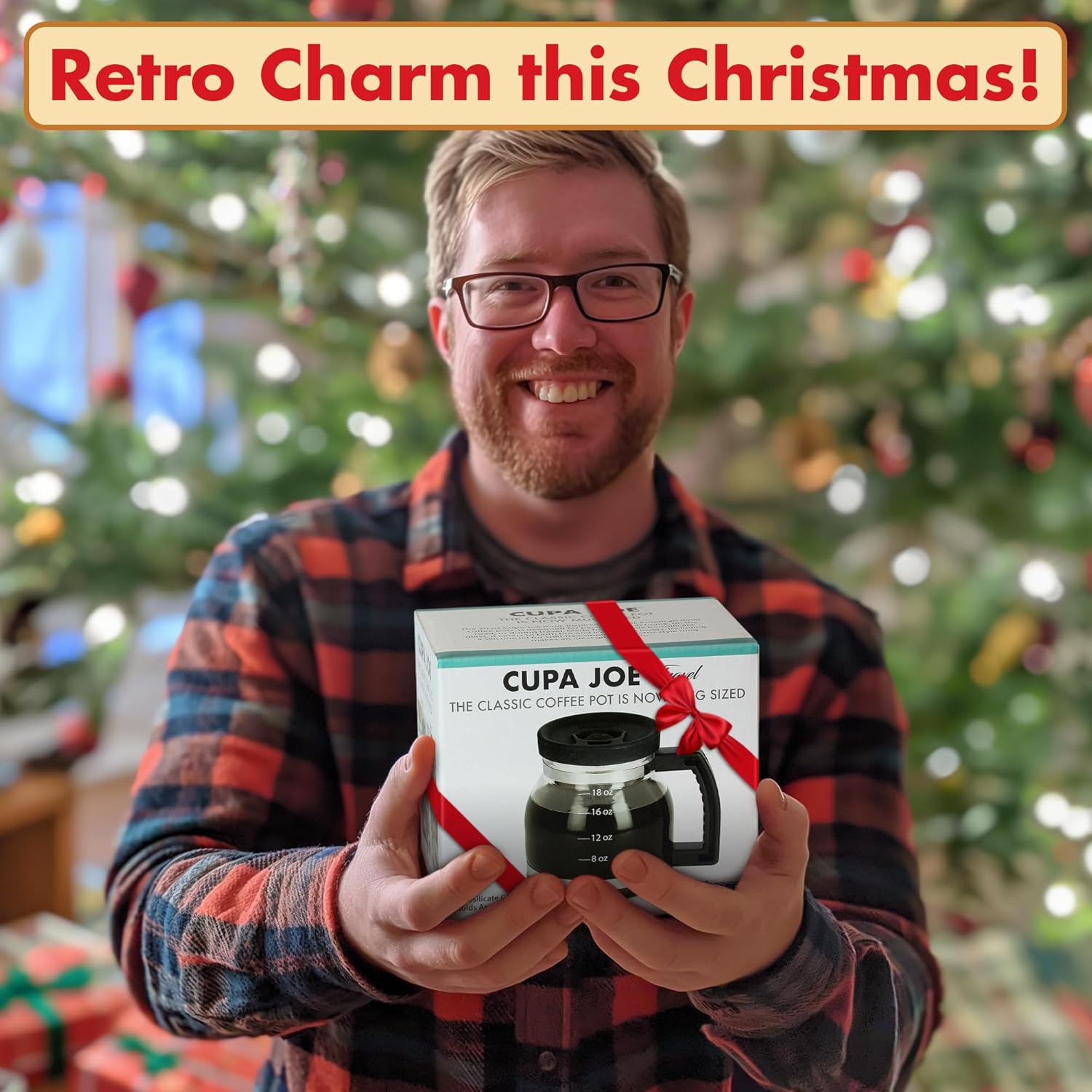 Caedrea Diner-Stil 20 oz Borosilikatglas Kaffeekanne mit Spill-Proof Silikondeckel – Perfektes Retro-Gag-Geschenk für Kaffee-Enthusiasten