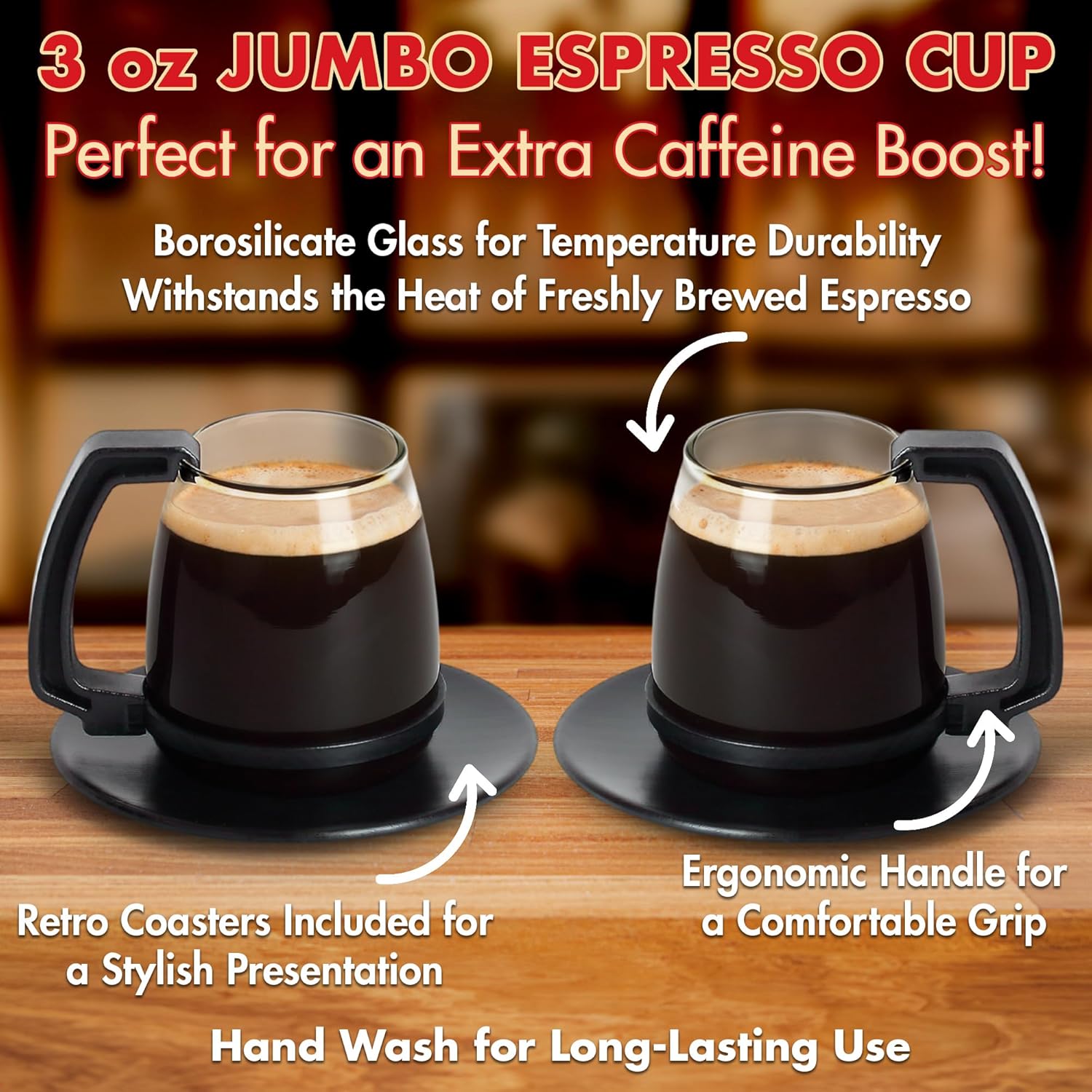 Caedrea Diner-Stil 20 oz Borosilikatglas Kaffeekanne mit Spill-Proof Silikondeckel – Perfektes Retro-Gag-Geschenk für Kaffee-Enthusiasten