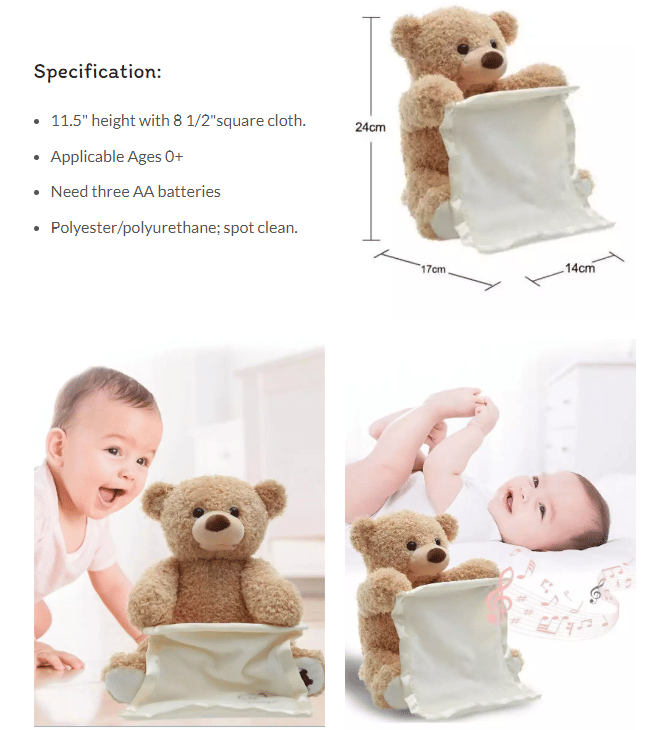 Süßer Peek-a-Boo Teddybär – Das perfekte Kuscheltier für Kinder