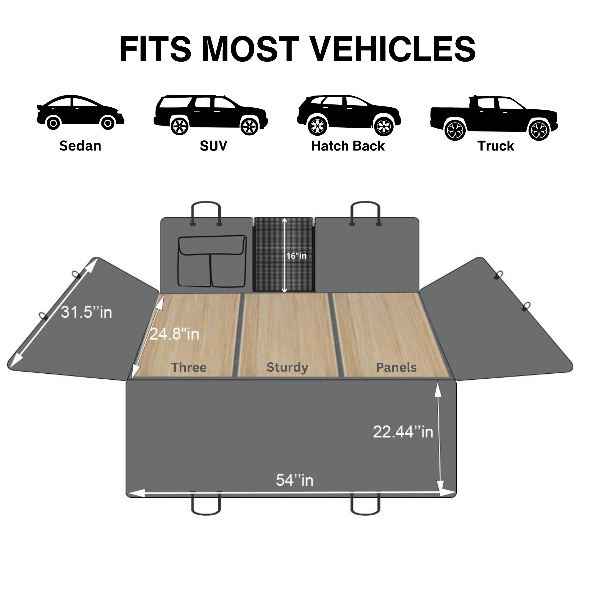 Leder-Rückbanksvergrößerung für Hunde – Schwarz mit Türabdeckungen